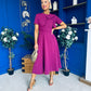 Meghan Bow Detail Midi Dress Berry