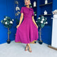 Meghan Bow Detail Midi Dress Berry