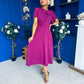 Meghan Bow Detail Midi Dress Berry