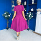 Meghan Bow Detail Midi Dress Berry