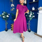 Meghan Bow Detail Midi Dress Berry