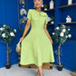 Meghan Bow Detail Midi Dress Green