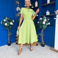 Meghan Bow Detail Midi Dress Green