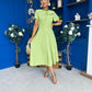 Meghan Bow Detail Midi Dress Green