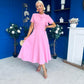 Meghan Bow Detail Midi Dress Pwr Pink