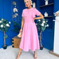 Meghan Bow Detail Midi Dress Pwr Pink
