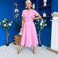 Meghan Bow Detail Midi Dress Pwr Pink