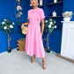 Meghan Bow Detail Midi Dress Pwr Pink