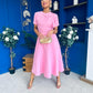 Meghan Bow Detail Midi Dress Pwr Pink