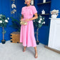 Meghan Bow Detail Midi Dress Pwr Pink