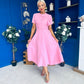 Meghan Bow Detail Midi Dress Pwr Pink