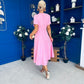 Meghan Bow Detail Midi Dress Pwr Pink