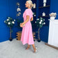 Meghan Bow Detail Midi Dress Pwr Pink