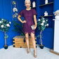 Gina Embellished Puff Sleeve Mini Dress Berry
