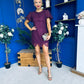Gina Embellished Puff Sleeve Mini Dress Berry
