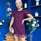 Gina Embellished Puff Sleeve Mini Dress Berry