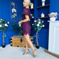 Gina Embellished Puff Sleeve Mini Dress Berry