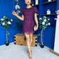Gina Embellished Puff Sleeve Mini Dress Berry