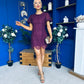 Gina Embellished Puff Sleeve Mini Dress Berry