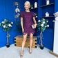 Gina Embellished Puff Sleeve Mini Dress Berry