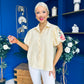 Rua Embellished Detail Pinstripe Blouse Yellow