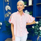 Rua Embellished Detail Pinstripe Blouse Pink