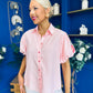 Rua Embellished Detail Pinstripe Blouse Pink