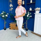 Rua Embellished Detail Pinstripe Blouse Pink