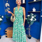 Melani Detailed Midi Dress Floral Green