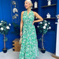 Melani Detailed Midi Dress Floral Green