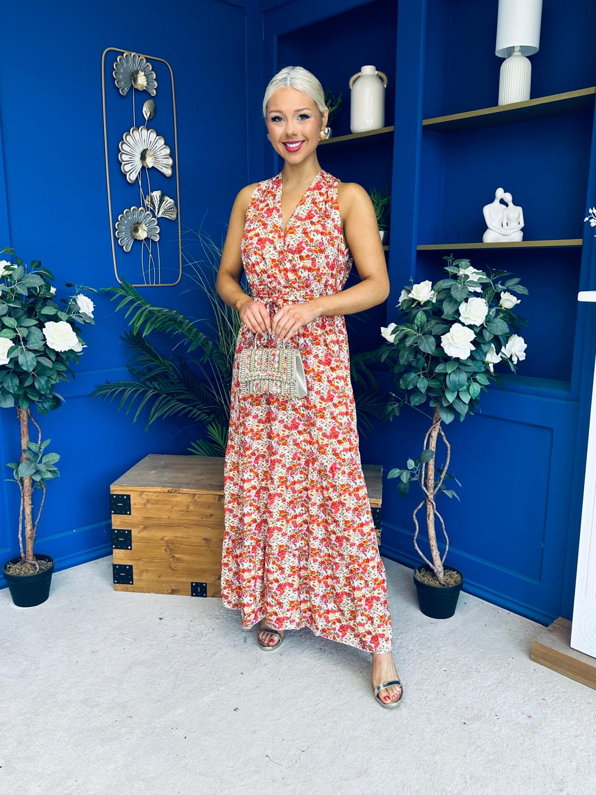 Pari Detailed Midi Dress Floral Multi