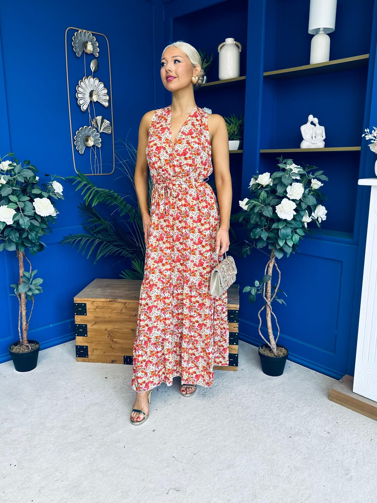 Pari Detailed Midi Dress Floral Multi