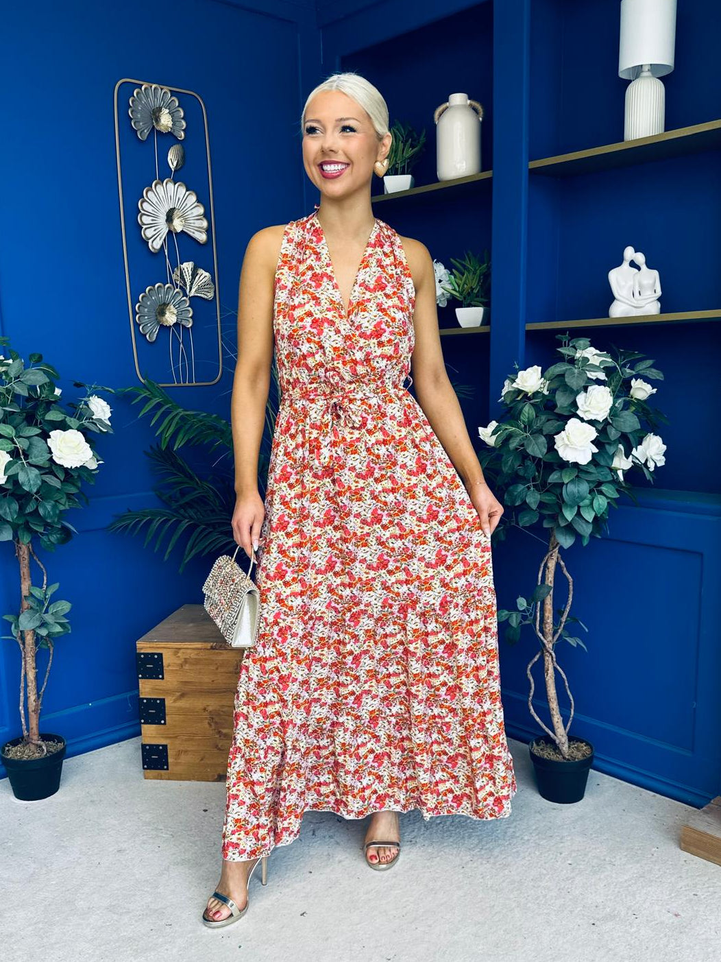 Pari Detailed Midi Dress Floral Multi