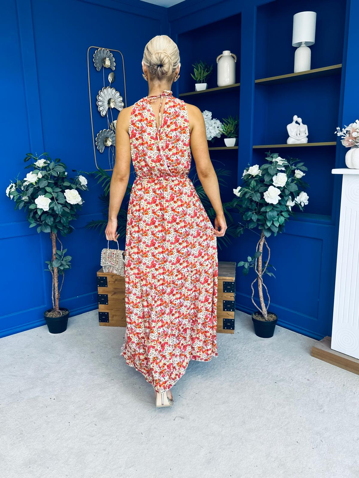 Pari Detailed Midi Dress Floral Multi