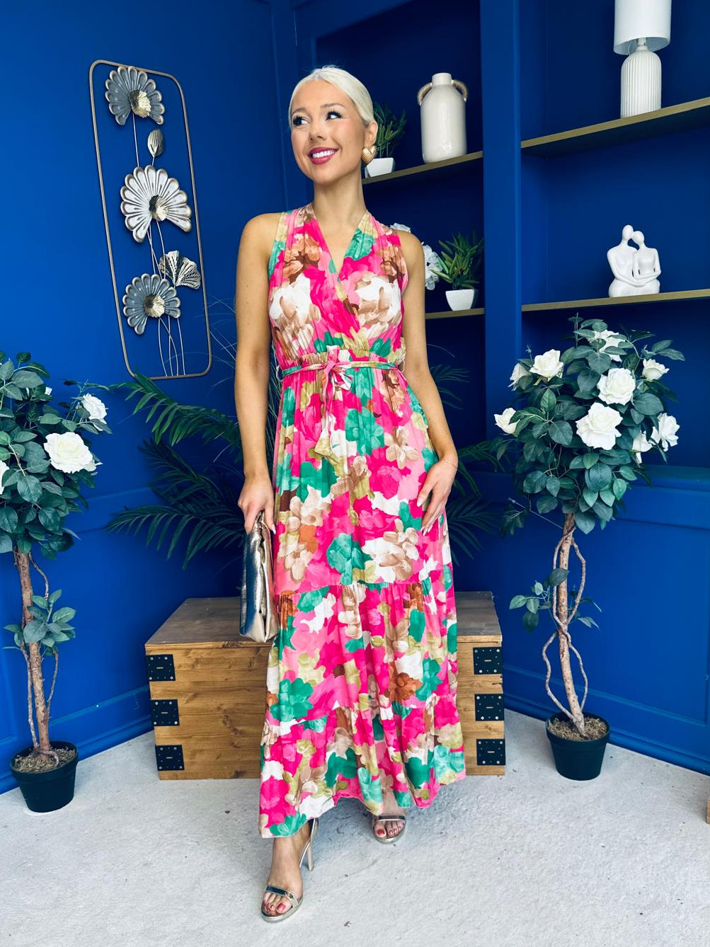 Philis Detailed Midi Dress Fuchsia