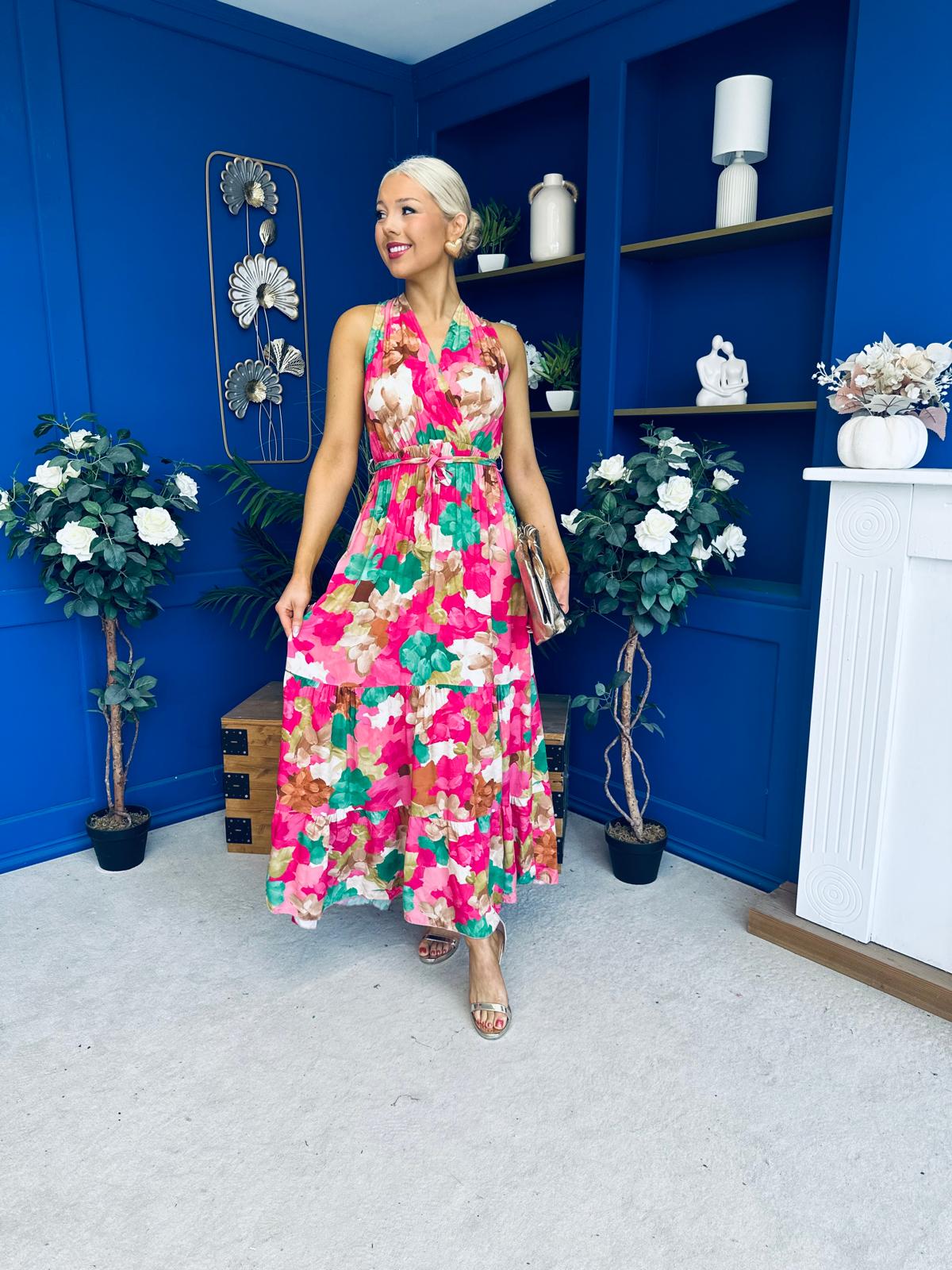 Philis Detailed Midi Dress Fuchsia