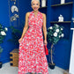 Sandra Detailed Midi Dress Floral Rouge