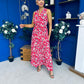 Melani Detailed Midi Dress Floral Red
