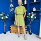 Tina Detailed Mini Dress Olive Green