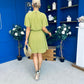 Tina Detailed Mini Dress Olive Green