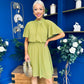 Tina Detailed Mini Dress Olive Green