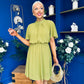 Tina Detailed Mini Dress Olive Green