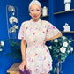 Sara Detailed Mini Dress Floral Yellow