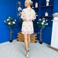 Sara Detailed Mini Dress Floral Yellow