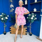 Sara Detailed Mini Dress Floral Pink