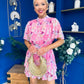 Sara Detailed Mini Dress Floral Pink