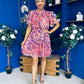 Juno Detailed Mini Dress Fuchsia