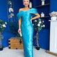 Elizabeth Bardot Occasion Dress Turquoise