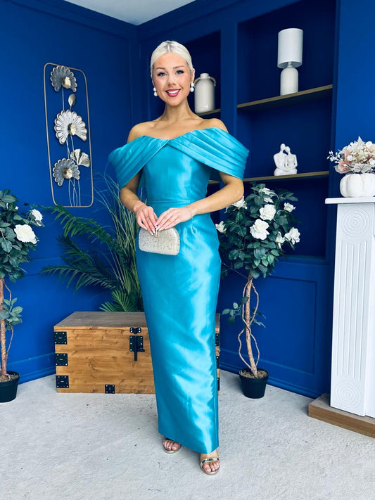 Elizabeth Bardot Occasion Dress Turquoise