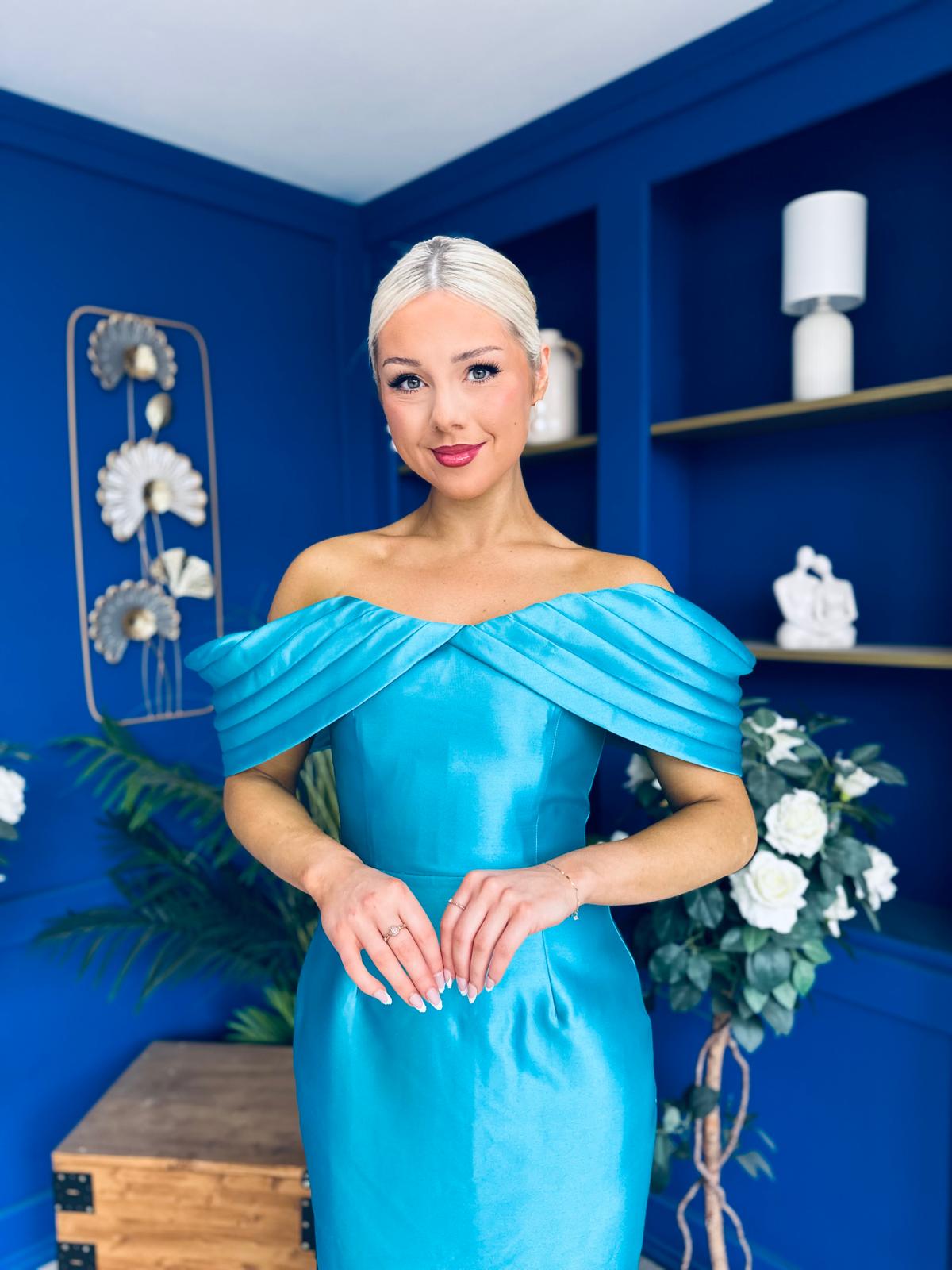 Elizabeth Bardot Occasion Dress Turquoise